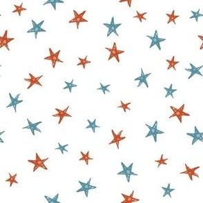 Fourth of July Scattered Stars, USA, Independence Day, Red & Blue Stars