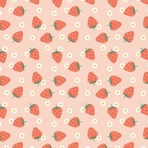 Flower power strawberries pink summer fun SMALL