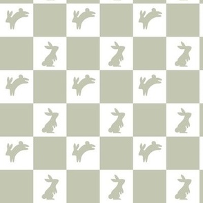 Sage green checkered bunny rabbit pattern