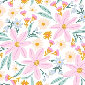 Laguna Florals in pastels JUMBO wallpaper