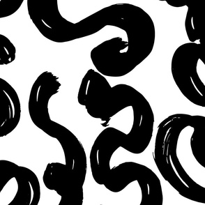 SKETCHY CURVY LINES BLACK AND WHITE - JUMBO SCALE