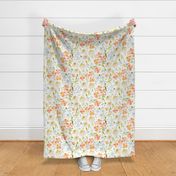 Wildflowers watercolor floral pattern large scale white