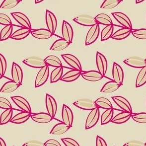pink and yellow leaf design on light yellow background