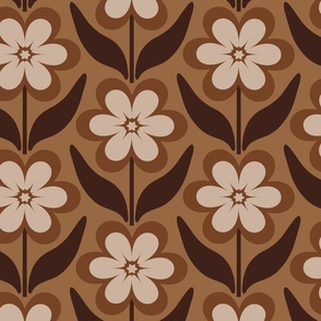 Large // Delilah Daisy: Retro Geometric Flower - Earth Tone Dark Tan