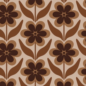 Large // Delilah Daisy: Retro Geometric Flower - Earth Tone Light Tan