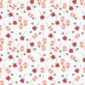 Ditsy Tossed Pink floral in pink and red