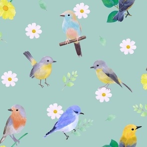 little birds song - mint green 