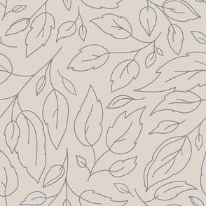 Grey line leaves on a smoky cream background