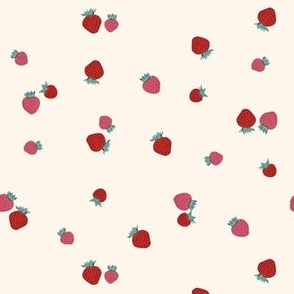 Medium Scattered Summer Fruit Strawberries with Shell White Background