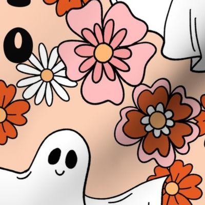 trippy,groovy halloween ghosts pastel yellow scale L