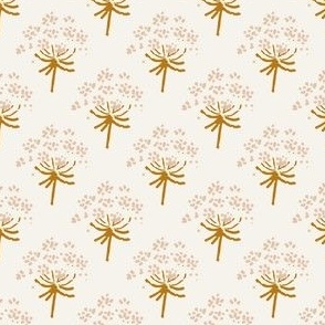 Dandelion - Gold and Pink on Cream | Block Print Inspired Spring and Fall Flowers 