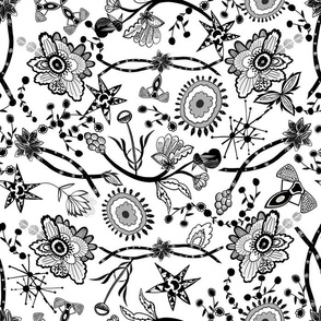 Pattern Contrast tudor times decorative flowers pattern