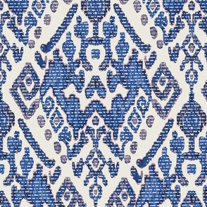 abstract kelim pattern with shades of blue on beige background - large scale