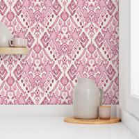 abstract kelim pattern with shades of pink on alabaster background - large scale