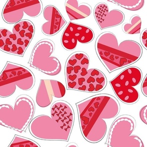 Retro doodle cute hearts. Happy Valentine's day pattern