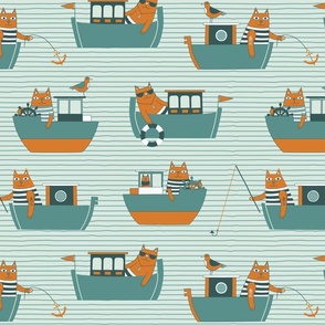 (L) Cat boat trip mint orange