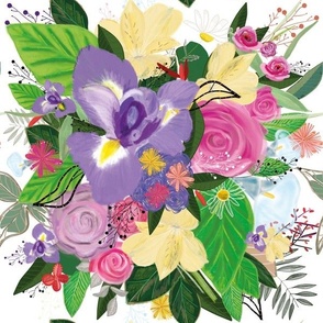 Spring time bouquet colorful artistic flower pattern