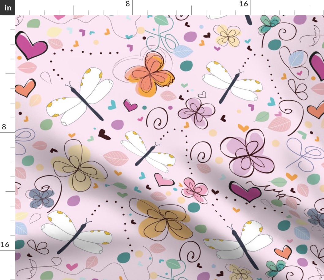 Abstract decorative summer doodle flowers pattern