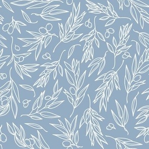 Olive branches on a calm blue background
