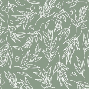 Olive branches on a calm green background