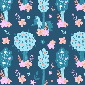 Unicorn Forest In Blue and Pink