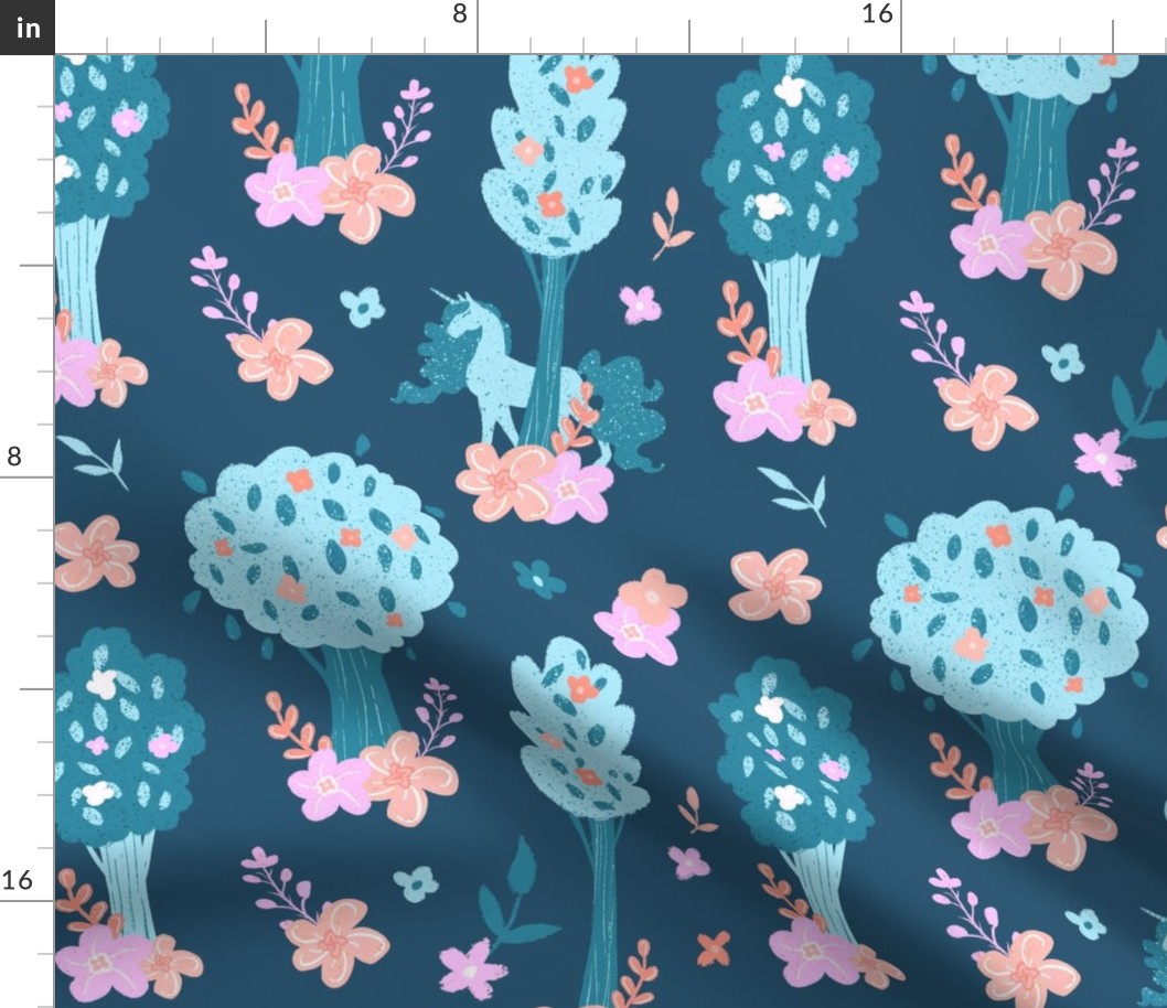 Unicorn Forest In Blue and Pink