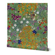 36" Gustav Klimt Reconstructed Antiqued Hand Painted Colorful Flower Garden Painting And Tea Towel