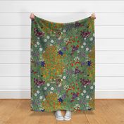 36" Gustav Klimt Reconstructed Antiqued Hand Painted Colorful Flower Garden Painting And Tea Towel