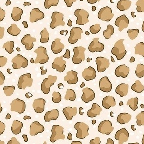 animal print ochre on cream with white dots