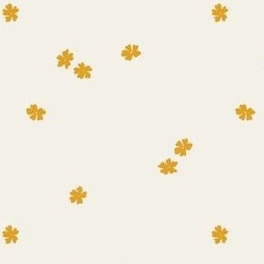 Tossed Spring Flowers  - Buttercup Yellow on Cream | 