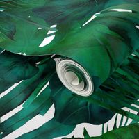 Monstera And Palm Pattern Emerald Green