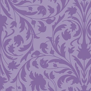 damask with flowers and ornaments violet / Amethyst on lilac - large scale