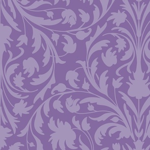 damask with flowers and ornaments lilac on violet / Amethyst - large scale