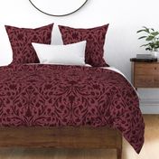 damask with flowers and ornaments Rosewood red on Burgundy - large scale
