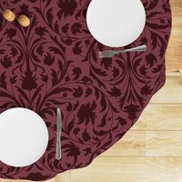 damask with flowers and ornaments Rosewood red on Burgundy - large scale