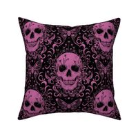 Gothic Floral Skull -Pink