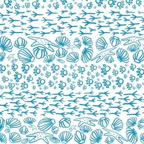 Beach Doodles (Large) - Bright Blue on Bright White  (TBS205) 