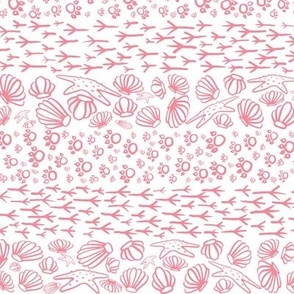 Beach Doodles (Large) - Bright Coral Pink on Bright White  (TBS105) 