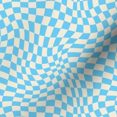 Wavy Blue Checkerboard Optical Pattern 