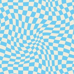 Wavy Blue Checkerboard Optical Pattern 