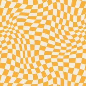 Wavy Yellow Checkerboard Optical Pattern 