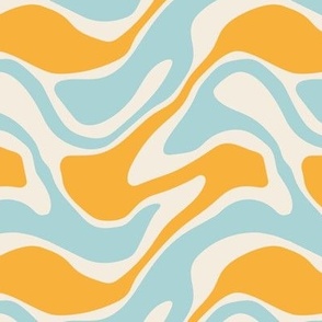 Wavy Summer Swirl Blue and Yellow