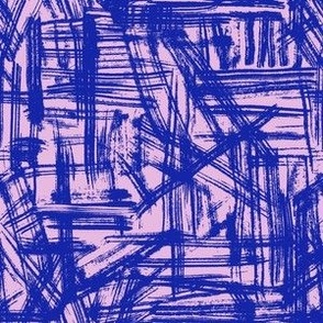 Brush Strokes -  Small Scale - Carnation Pink and Bright Blue Abstract Geometric Dopamine Rush
