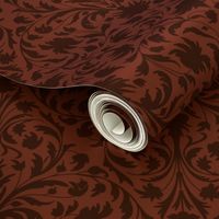 damask with flowers and ornaments Rosewood red on Burgundy - medium scale