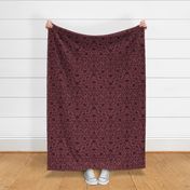 damask with flowers and ornaments Rosewood red on Burgundy - medium scale