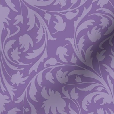 damask with flowers and ornaments lilac on violet / Amethyst - medium scale