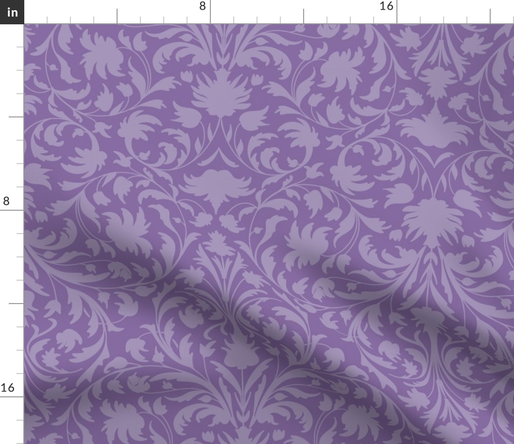 damask with flowers and ornaments lilac on violet / Amethyst - medium scale