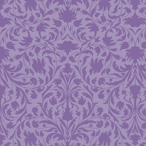 damask with flowers and ornaments violet / Amethyst on lilac - medium scale