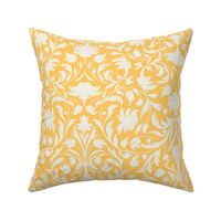 damask with flowers and ornaments. Off white / Beige on Yellow - medium scale