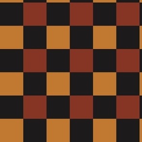 Checkers in Black, Golden Orange, and Sienna